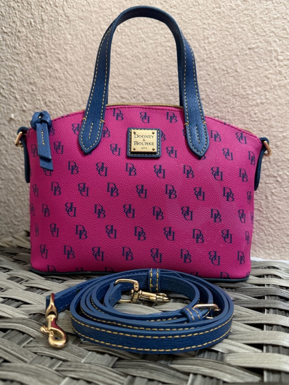 Dooney & Bourke Gretta Mini Top Handle Satchel - Pink Blue Crossbody DB Monogram